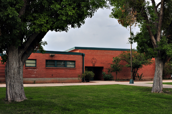 Red Brick Hudlow School Building,With Tree