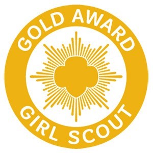 Gold Award Girl Scout with Girl Scout Logo in Gold