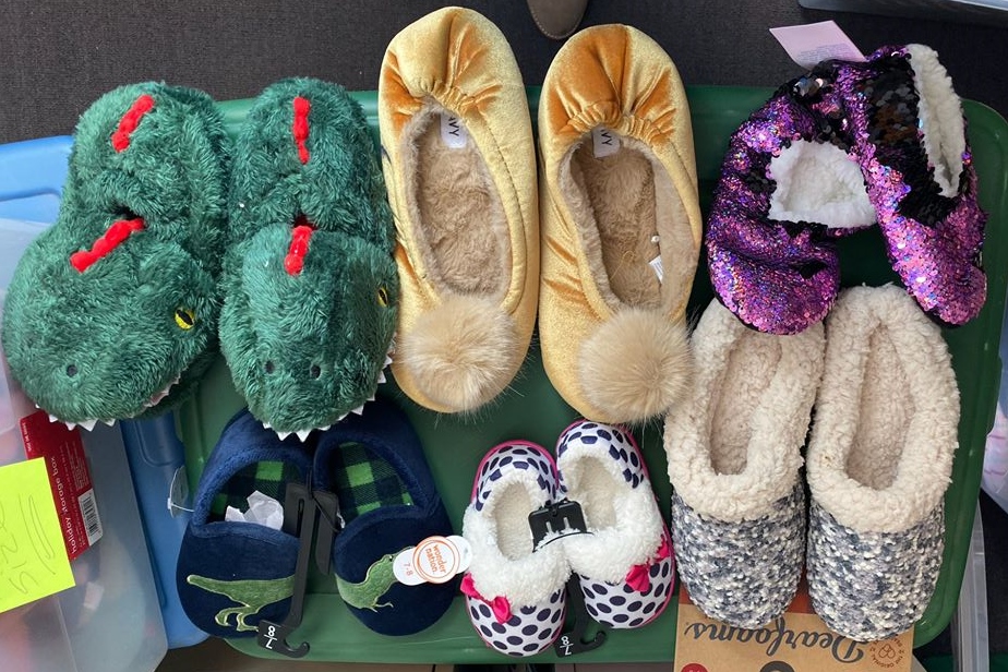 Six Pairs of Children's Slippers Linking to the Slip Into A Good Book Photo Page